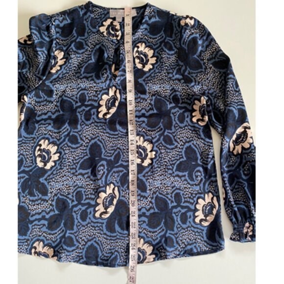 Ted Baker Oversize Floral Black Blue Ecru Blouse Sz Sm - Picture 7 of 10